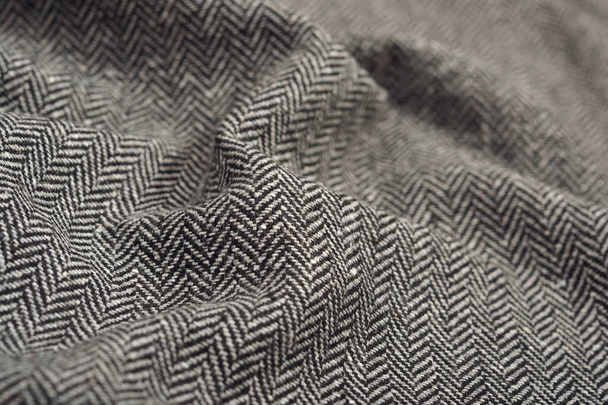 drapierter Fischgräten-Tweed-Wollstoff Textur - Foto, Bild
