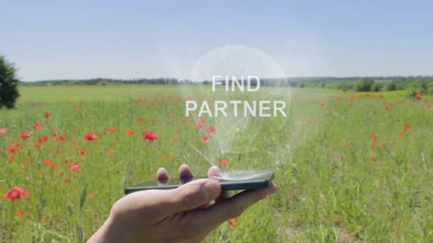 スマートフォンでパートナーを探すホログラム - 映像、動画