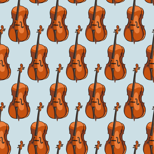 Bezešvý vzor hudebního nástroje violoncello, vektor - Vektor, obrázek