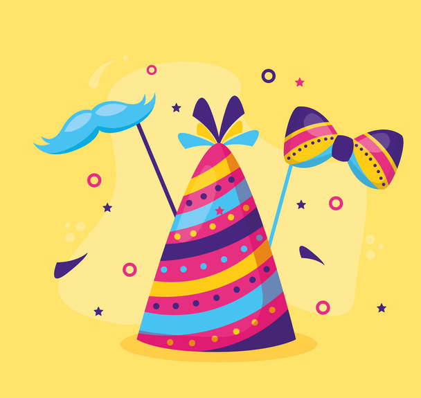 carnival hat party bowtie - Вектор, зображення