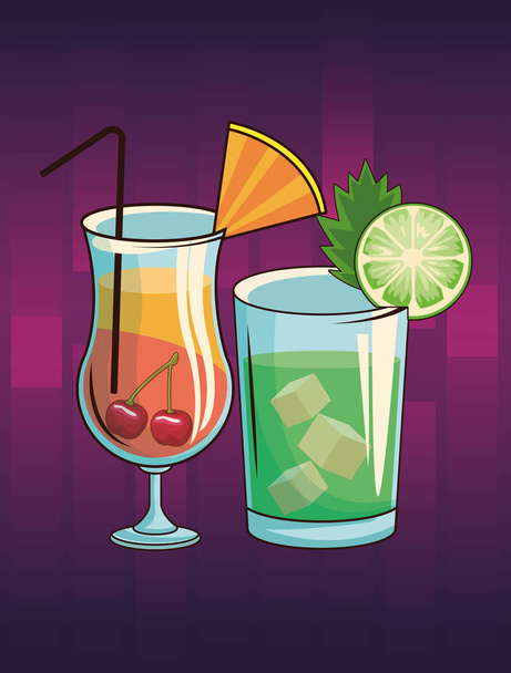 alcoholic drinks beverages cartoon - Vector, Image