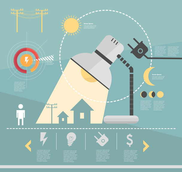 Infographic. saving light. electricity - Vector, Image