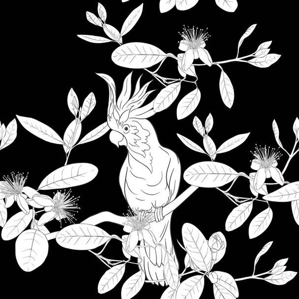 Seamless pattern, background. with tropical plants - Wektor, obraz