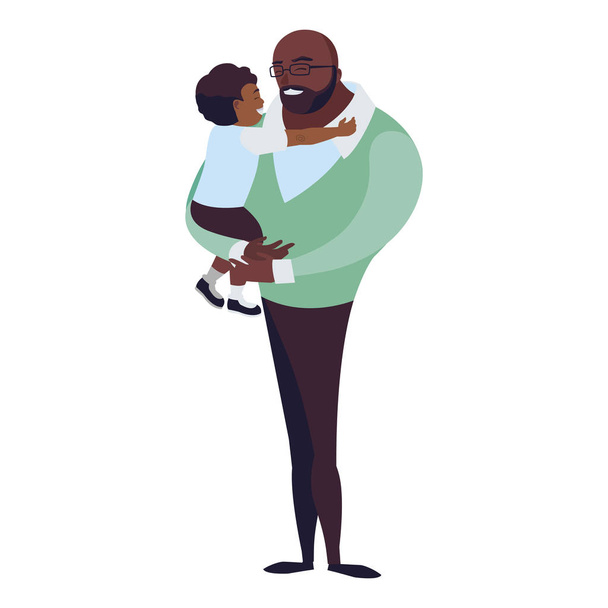 afro pai com personagens filho
 - Vetor, Imagem