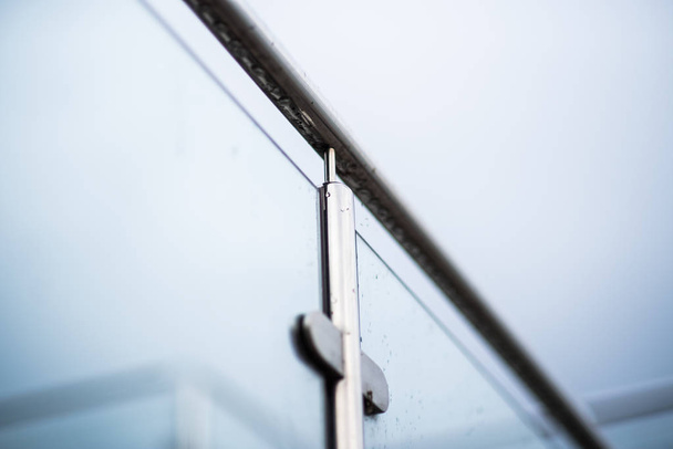 Metal railings and glass wall outdoor - Fotoğraf, Görsel