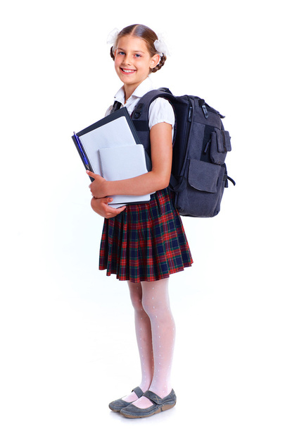 portrait of cheerful schoolgirl - Photo, Image
