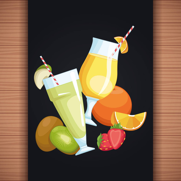 smothies with fruits - Vector, Imagen