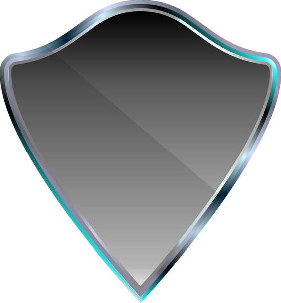 Silver metallic shield vector icon - Vector, Imagen