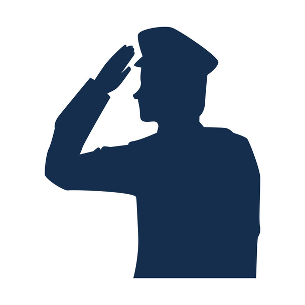 homem militar ícone silhueta
 - Vetor, Imagem