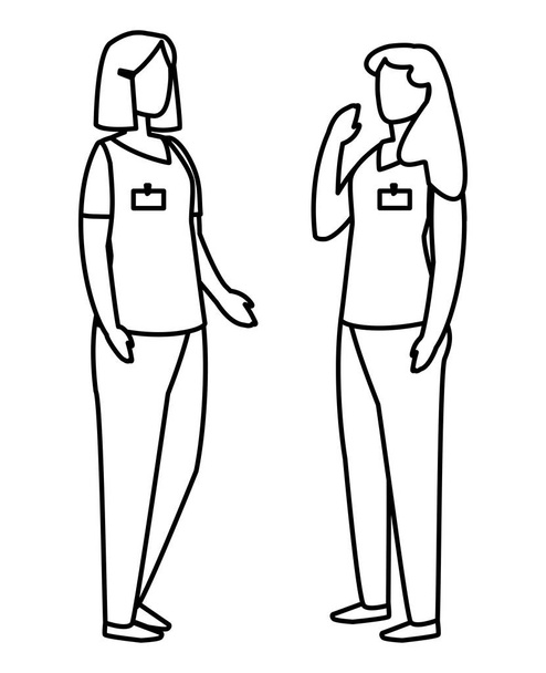 制服の文字を持つ女性医療従事者 - ベクター画像