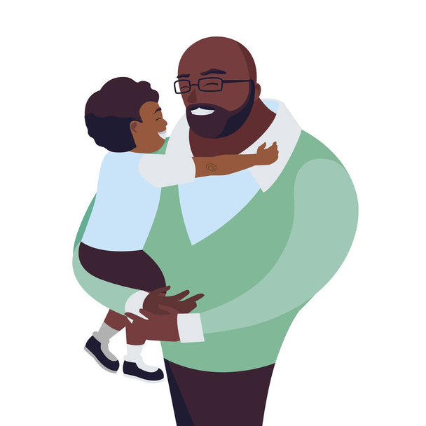 afro отец с сыном персонажей
 - Вектор,изображение