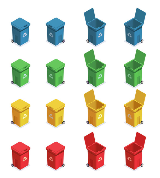 Conjunto de cubos de basura separados
 - Vector, imagen
