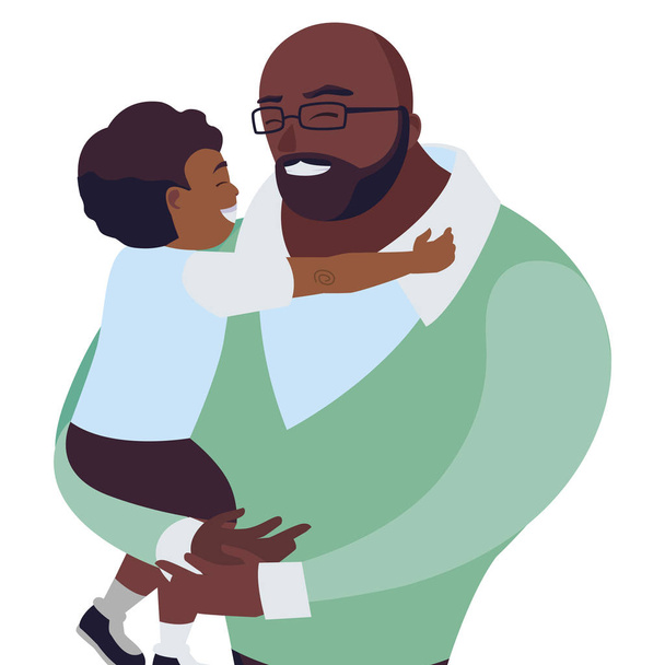 afro отец с сыном персонажей
 - Вектор,изображение