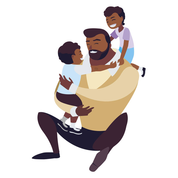 afro padre con hijos personajes
 - Vector, Imagen