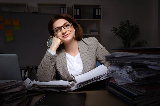 Female employee suffering from excessive work    - Foto, Bild