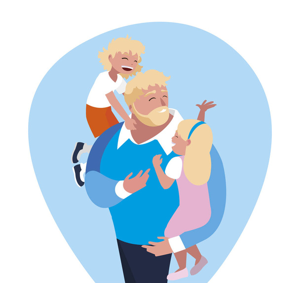 отец с сыном и дочерью персонажей
 - Вектор,изображение