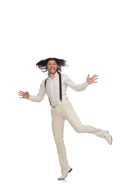 Man in funny concept isolated on white - Φωτογραφία, εικόνα