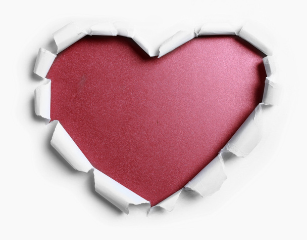 white torn paper with heart shape - Fotó, kép