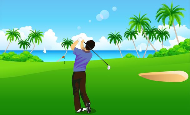 ゴルフをする男 - ベクター画像