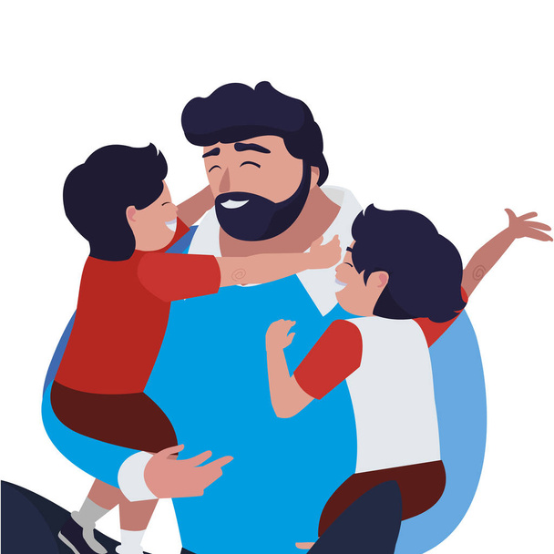 pai com filhos personagens
 - Vetor, Imagem