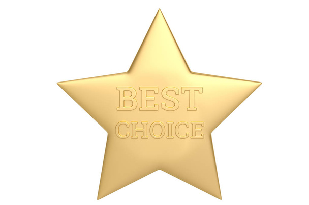 Best choice star isolated on white background. 3D illustration. - Foto, Imagem