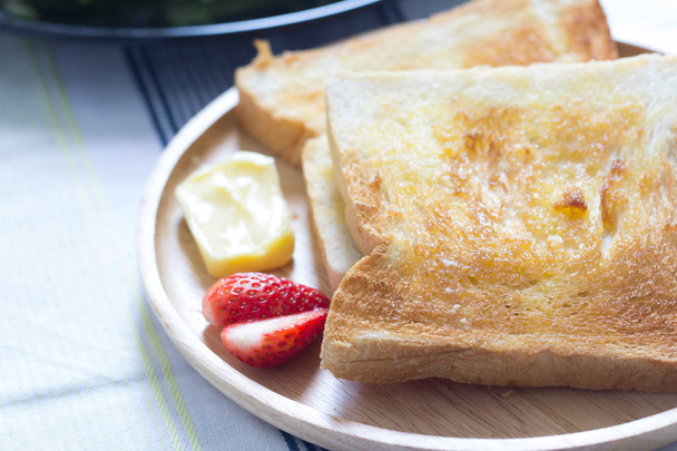 Breakfast, Toast with butter and  fruit - Photo, Image