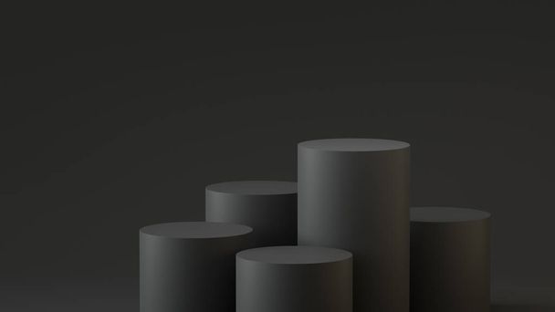 leere Stufen Zylinderpodest auf leeren Hintergrund. 3D-Darstellung. - Foto, Bild