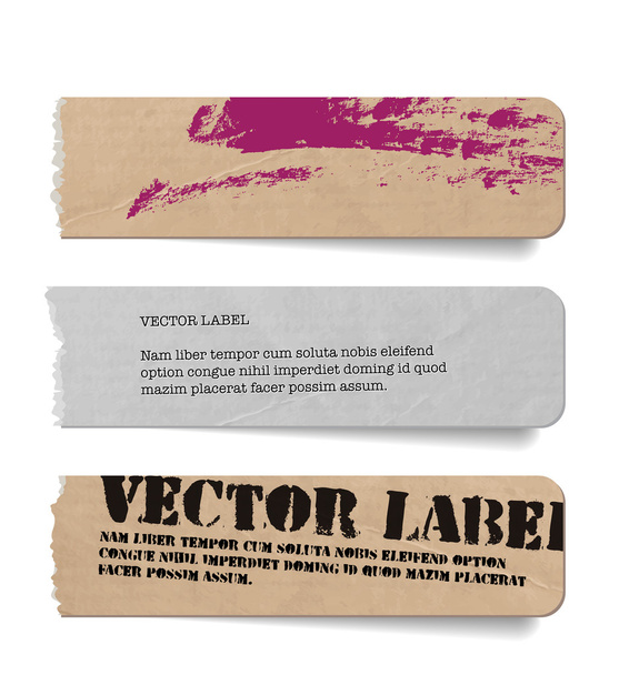 Vintage eski yırtık eski kağıt Etiketler vektör - Vektör, Görsel