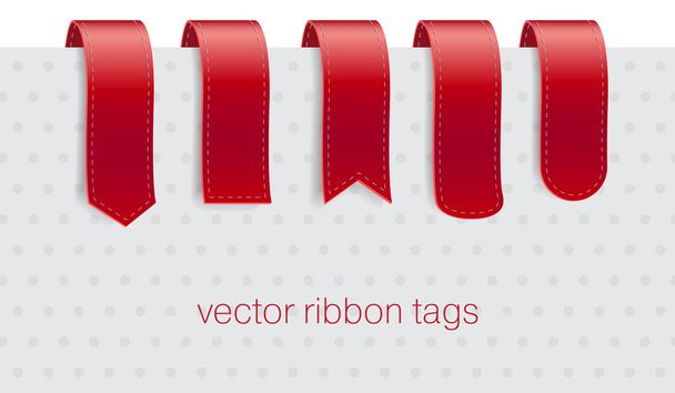 A collection of red ribbon tags - Vector, Image