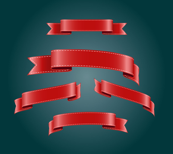 Red blank silky vector ribbon tags collection - Διάνυσμα, εικόνα