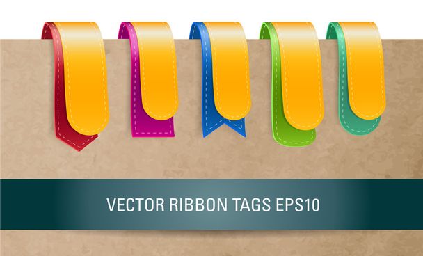 kleurrijke gelaagde glanzende vector lint collectie tags - Vector, afbeelding