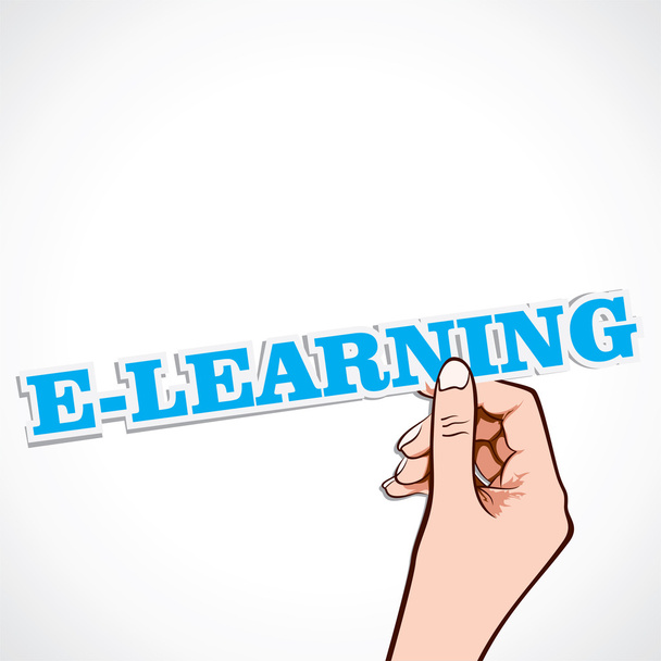 E learning Word in hand stock vector - Wektor, obraz