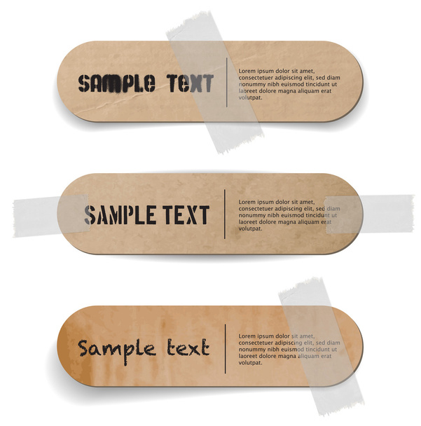 Vector cardboard labels attached with a sticky tape - Vektori, kuva