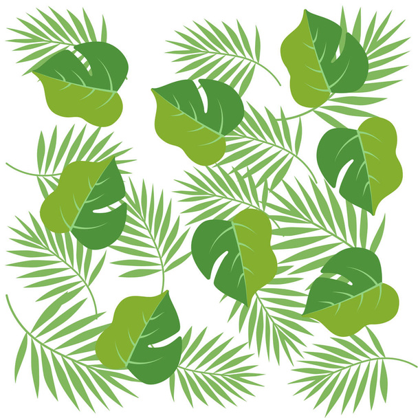 緑のヤシの葉夏のパターンベクトルイラスト - ベクター画像
