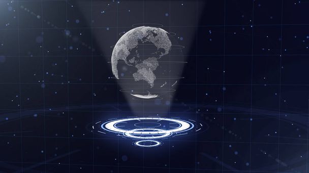 Digitálisadat-gömb-a tudományos technológia absztrakt illusztrációja. Adathálózat. Környező Föld bolygó három hurkolás körökben. 3D. Close-Up. másolási tér. - Fotó, kép