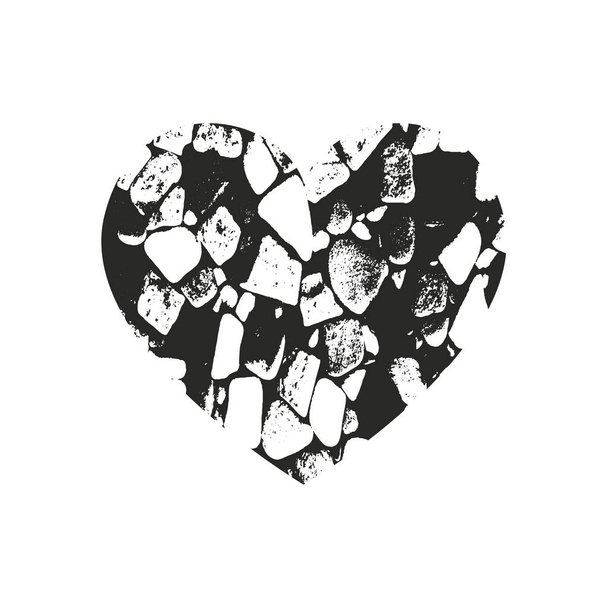 Isolated distress grunge heart with concrete texture. Element for greeting card, Valentine s Day, wedding. Creative concept. - Vector, Image