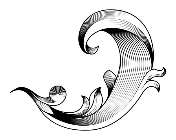 ヴィンテージバロックフレームスクロールオーナメント彫刻ボーダー花レトロなパターンのアンティークスタイルのアカンサス葉が渦巻く装飾的なデザイン要素フィリグリー書道ベクトルダマスク - ベクター画像