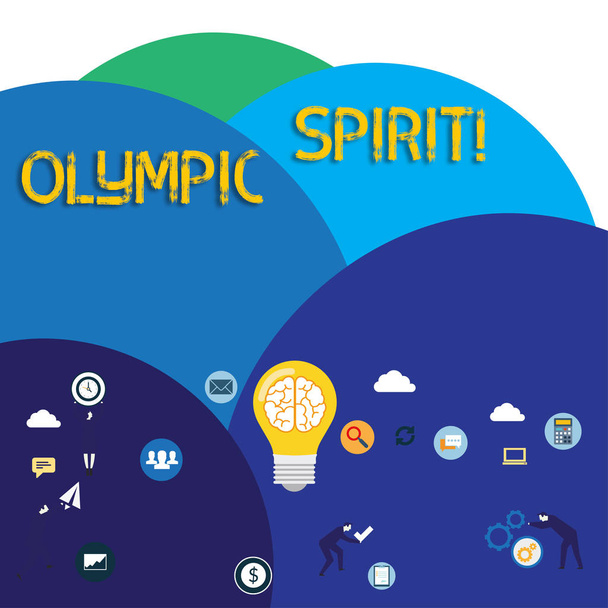 Schreibnotiz, die olympischen Geist zeigt. Geschäftsfotos, die zeigen, wie Sie stolz auf Ihre Nationalmannschaft sind, aber die Politik beiseiteschieben, digitale Marketing-Symbole, Element und Konzept-Symbole. - Foto, Bild
