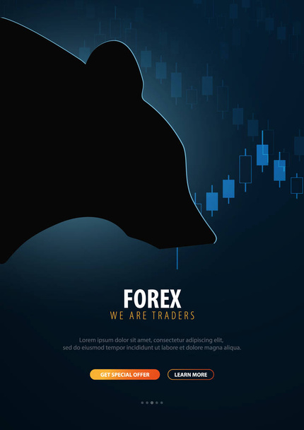 Forex. Stock exchange trading banner. The bulls and bears struggle. Vector illustration. - Vector, afbeelding