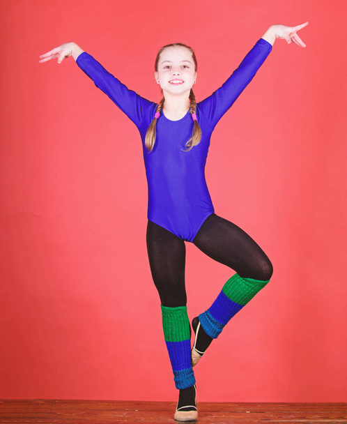 success. ballet dancer. Childhood activity. Gymnastics. Happy child sportsman. Acrobatics gym workout of girl. Fitness diet. Energy. Sport and health. Getting into the yoga groove. Always in shape - Foto, Imagem