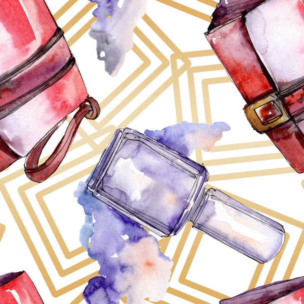 Fashionable sketch in a watercolor style isolated element. Watercolour illustration set. Seamless background pattern. - 写真・画像