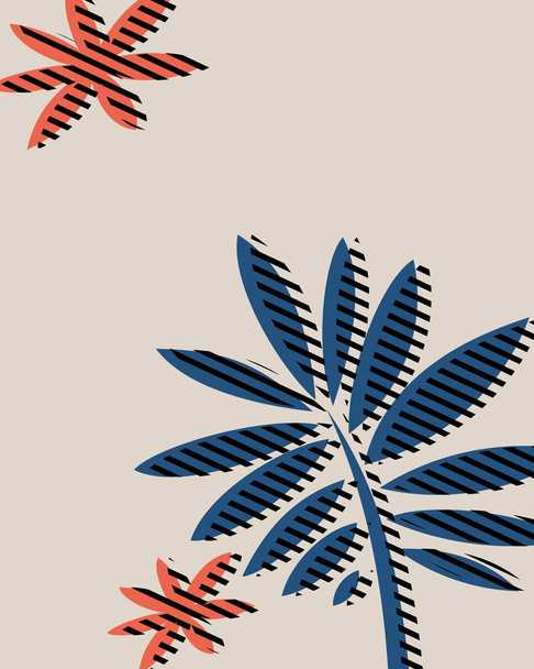 Vintage poster for interior decoration. Template. Palm leaves. Minimalism. Mockup. Vector. - Vector, Image