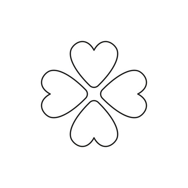 Conceito de ícone vetorial de quatro corações girados. Esboço preto
. - Vetor, Imagem