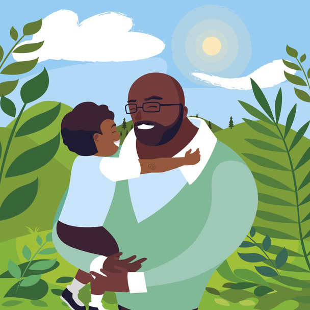 afro padre con figlio nel campo
 - Vettoriali, immagini