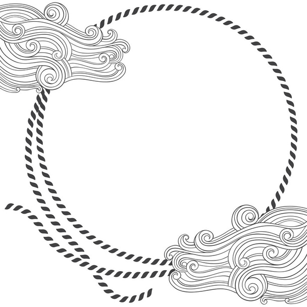 Θαλάσσιο διανυσματικό φόντο του σχοινιού, των κυμάτων και του τόπου για το κείμενο. Han - Διάνυσμα, εικόνα