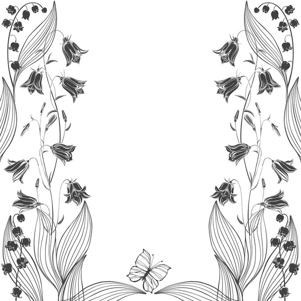 Floral background with wild flowers and place for text. Bluebell - Wektor, obraz