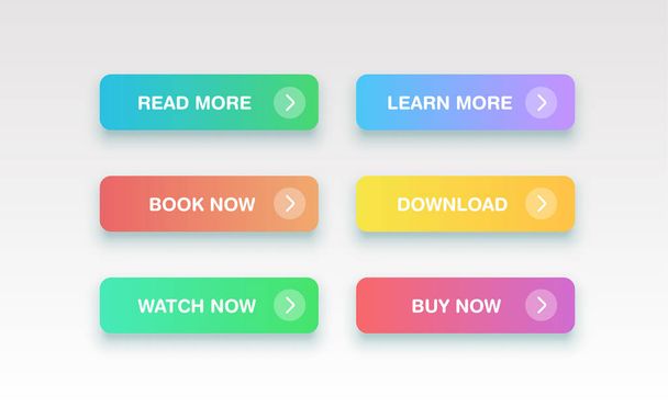 Colorful clean buttons for websites, vector illustration - Vector, Image