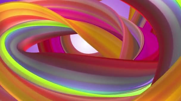 weiche Farben 3d gebogen Regenbogen Gummiband Marshmallow Seil Süßigkeiten nahtlose Schleife abstrakte Form Animation Hintergrund neue Qualität universelle Bewegung dynamisch animiert bunt fröhlich video 4k Stock Footage - Filmmaterial, Video