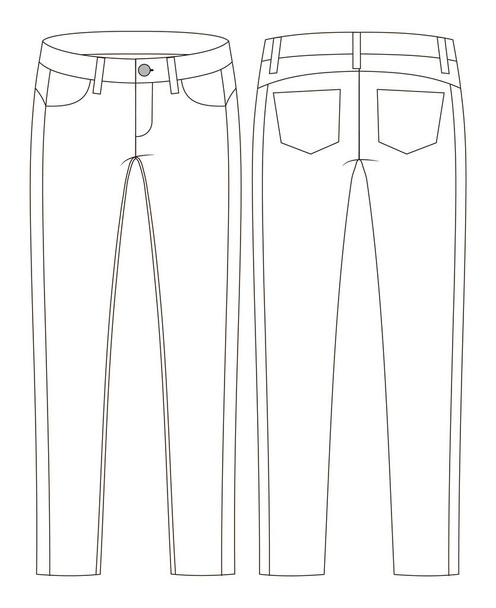 Fashion technical sketch of jeans in vector graphic - Vector, Image