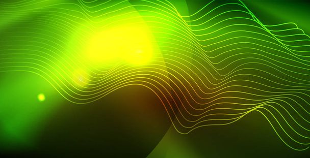 Кольорові неонові вогні з хвилями абстрактний фон
 - Вектор, зображення